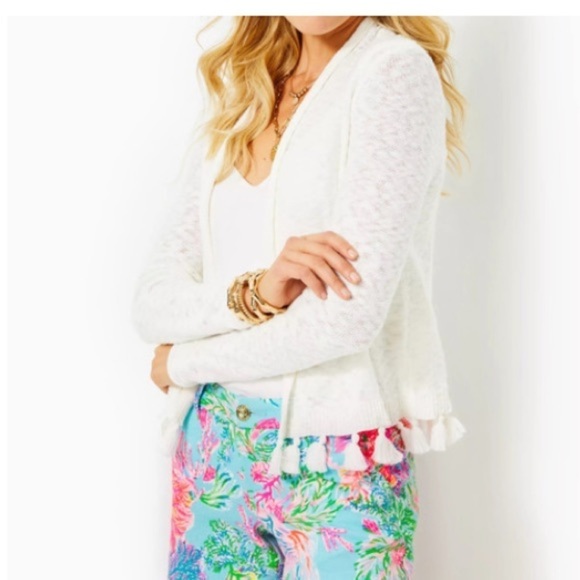 Lilly Pulitzer Faretta Open Cardigan XS Resortwear Tassels...